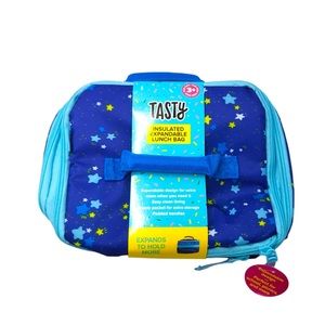 Tasty Kids Expandable Insulated Lunch Bag, Blue Stars
